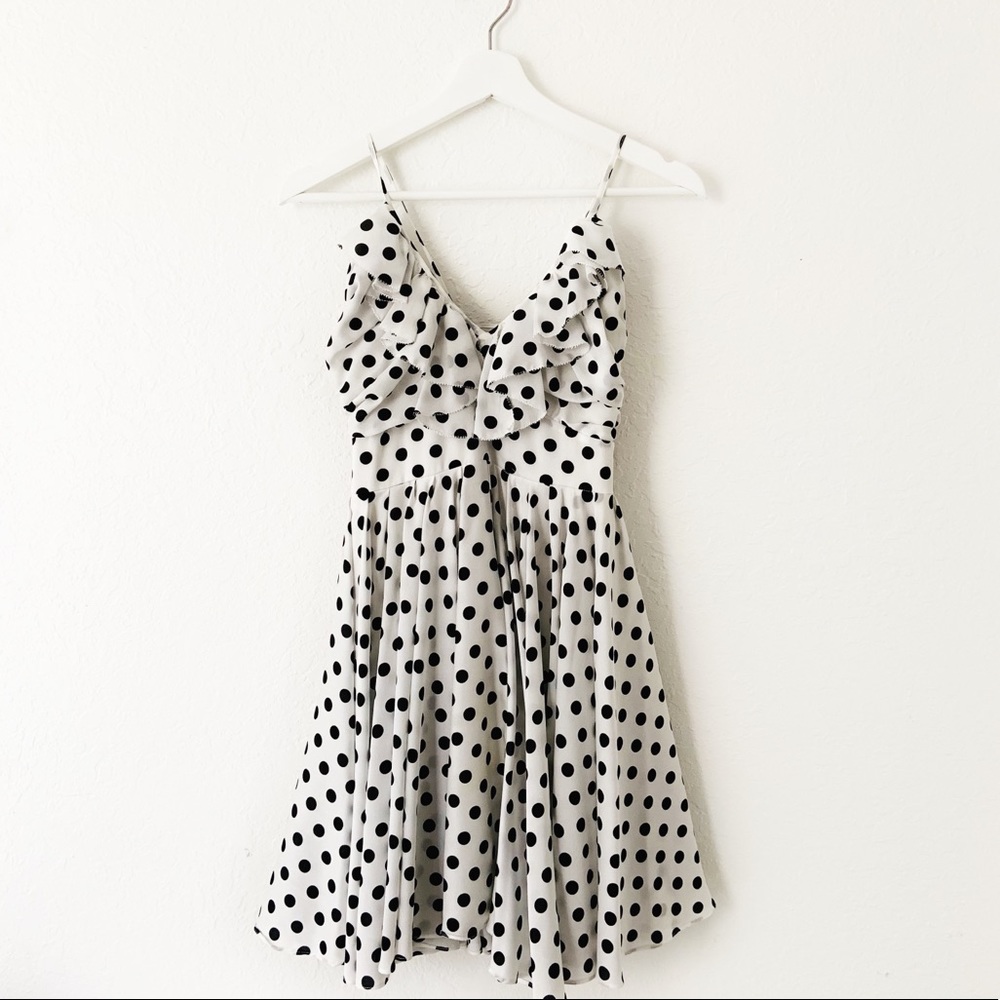 Ark and Co. White and Black Polka Dot Mini Dress - Picture 2 of 7